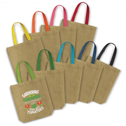 Promotional Coloured Handle Jute Totes